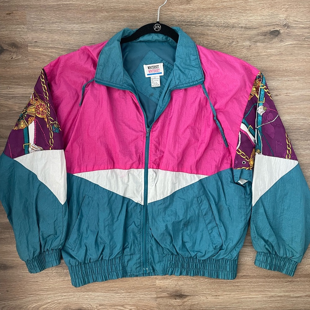 Vintage Pink and Green Bomber Jacket Retro Style